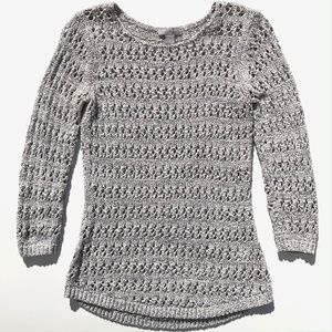 St. Tropez West open weave sweater pullover sweater size XS cream salt & pepper